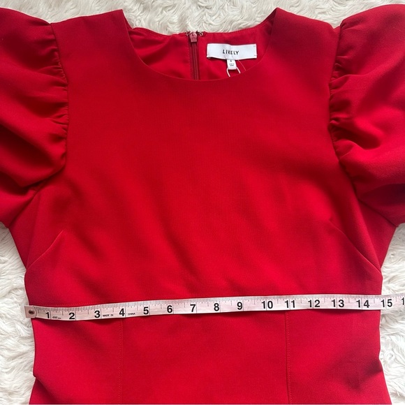 Likely Alia Dress Fit & Flare Puff Sleeve Mini in Scarlet Red Sz 8 NWT New - Picture 11 of 12